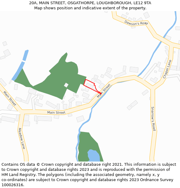 20A, MAIN STREET, OSGATHORPE, LOUGHBOROUGH, LE12 9TA: Location map and indicative extent of plot