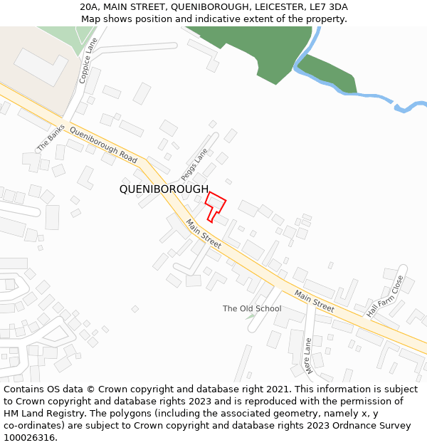 20A, MAIN STREET, QUENIBOROUGH, LEICESTER, LE7 3DA: Location map and indicative extent of plot