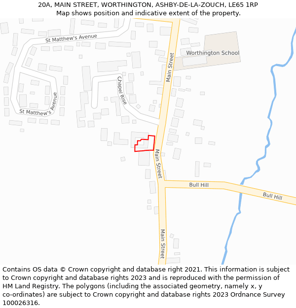 20A, MAIN STREET, WORTHINGTON, ASHBY-DE-LA-ZOUCH, LE65 1RP: Location map and indicative extent of plot