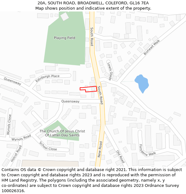 20A, SOUTH ROAD, BROADWELL, COLEFORD, GL16 7EA: Location map and indicative extent of plot