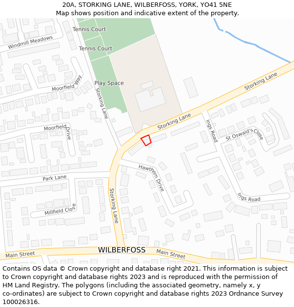 20A, STORKING LANE, WILBERFOSS, YORK, YO41 5NE: Location map and indicative extent of plot