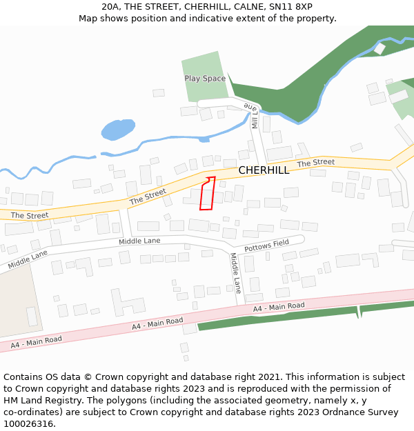 20A, THE STREET, CHERHILL, CALNE, SN11 8XP: Location map and indicative extent of plot