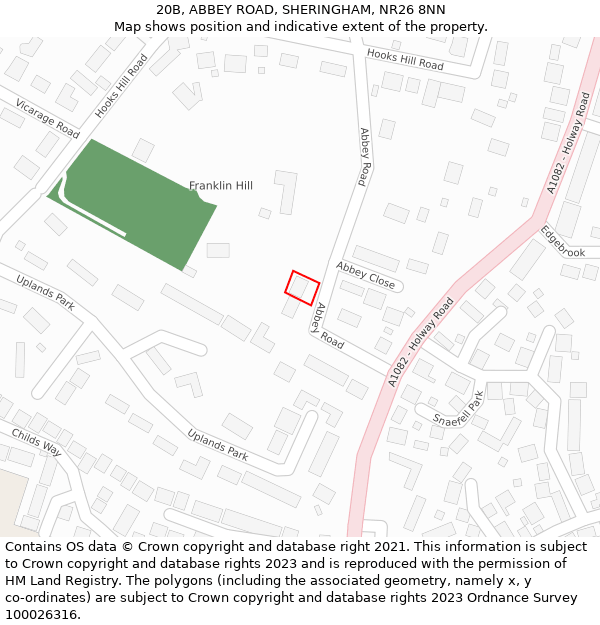 20B, ABBEY ROAD, SHERINGHAM, NR26 8NN: Location map and indicative extent of plot