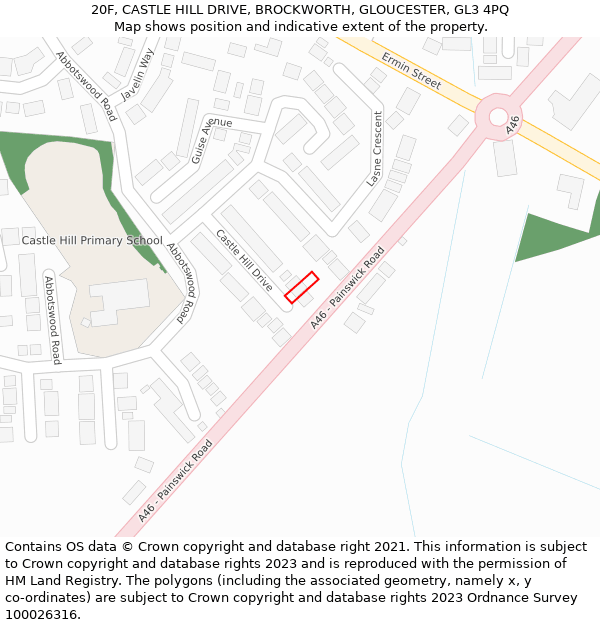 20F, CASTLE HILL DRIVE, BROCKWORTH, GLOUCESTER, GL3 4PQ: Location map and indicative extent of plot