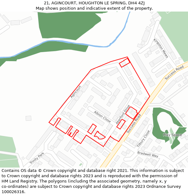 21, AGINCOURT, HOUGHTON LE SPRING, DH4 4ZJ: Location map and indicative extent of plot