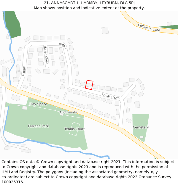 21, ANNASGARTH, HARMBY, LEYBURN, DL8 5PJ: Location map and indicative extent of plot