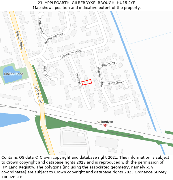 21, APPLEGARTH, GILBERDYKE, BROUGH, HU15 2YE: Location map and indicative extent of plot