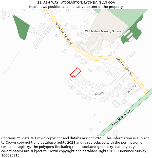 21, ASH WAY, WOOLASTON, LYDNEY, GL15 6QA: Location map and indicative extent of plot