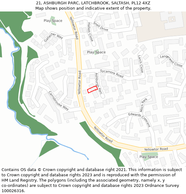 21, ASHBURGH PARC, LATCHBROOK, SALTASH, PL12 4XZ: Location map and indicative extent of plot