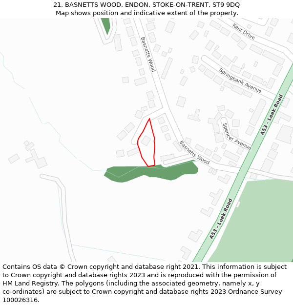 21, BASNETTS WOOD, ENDON, STOKE-ON-TRENT, ST9 9DQ: Location map and indicative extent of plot