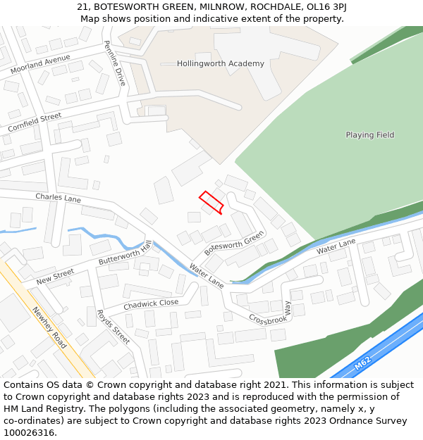 21, BOTESWORTH GREEN, MILNROW, ROCHDALE, OL16 3PJ: Location map and indicative extent of plot