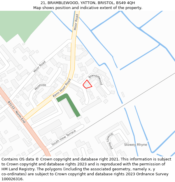 21, BRAMBLEWOOD, YATTON, BRISTOL, BS49 4QH: Location map and indicative extent of plot