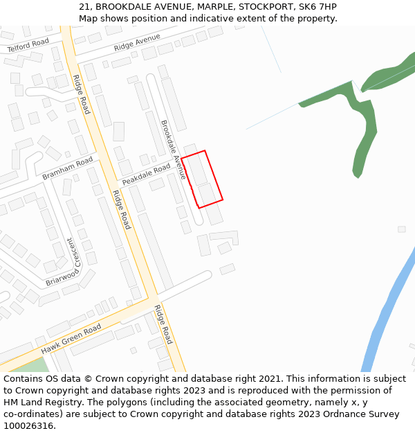 21, BROOKDALE AVENUE, MARPLE, STOCKPORT, SK6 7HP: Location map and indicative extent of plot