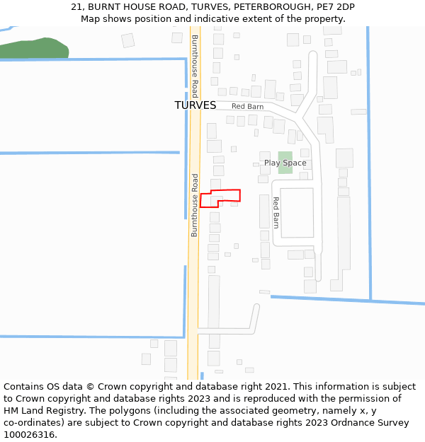 21, BURNT HOUSE ROAD, TURVES, PETERBOROUGH, PE7 2DP: Location map and indicative extent of plot