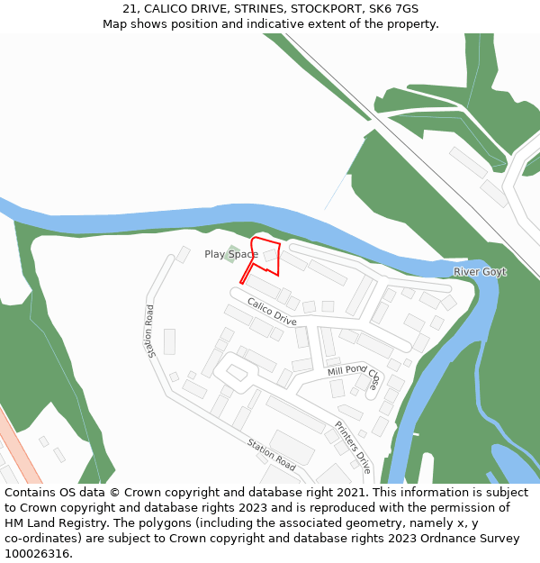 21, CALICO DRIVE, STRINES, STOCKPORT, SK6 7GS: Location map and indicative extent of plot