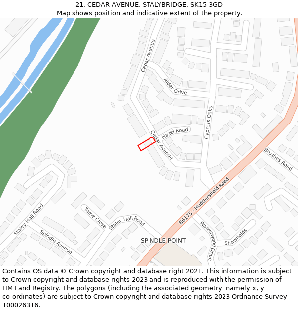 21, CEDAR AVENUE, STALYBRIDGE, SK15 3GD: Location map and indicative extent of plot