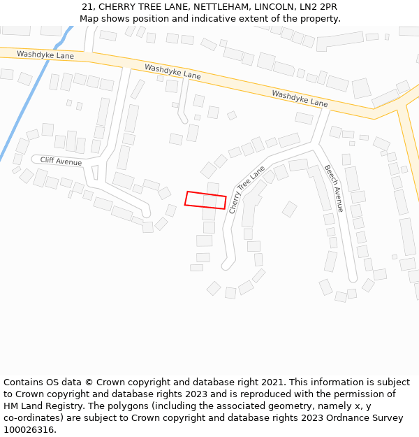 21, CHERRY TREE LANE, NETTLEHAM, LINCOLN, LN2 2PR: Location map and indicative extent of plot