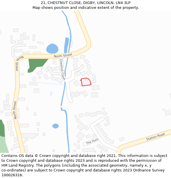 21, CHESTNUT CLOSE, DIGBY, LINCOLN, LN4 3LP: Location map and indicative extent of plot