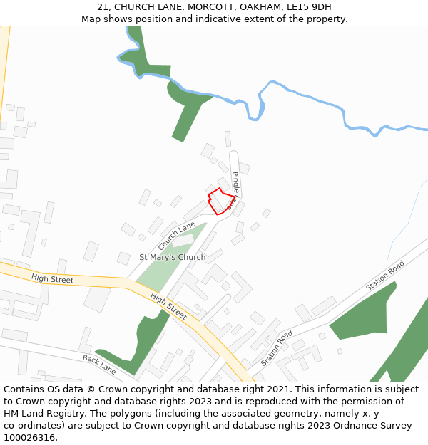 21, CHURCH LANE, MORCOTT, OAKHAM, LE15 9DH: Location map and indicative extent of plot