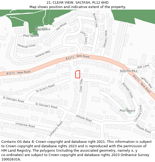 21, CLEAR VIEW, SALTASH, PL12 6HD: Location map and indicative extent of plot