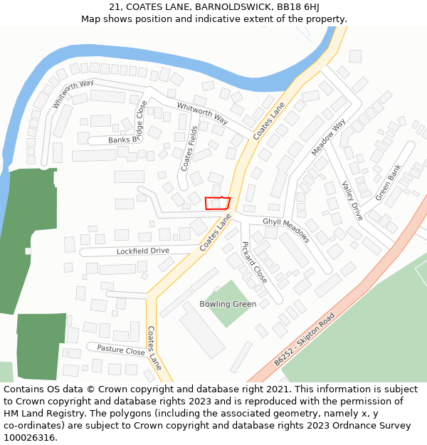 21, COATES LANE, BARNOLDSWICK, BB18 6HJ: Location map and indicative extent of plot