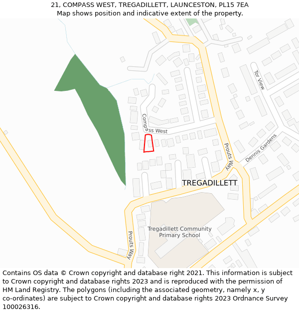 21, COMPASS WEST, TREGADILLETT, LAUNCESTON, PL15 7EA: Location map and indicative extent of plot