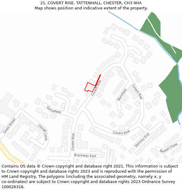 21, COVERT RISE, TATTENHALL, CHESTER, CH3 9HA: Location map and indicative extent of plot