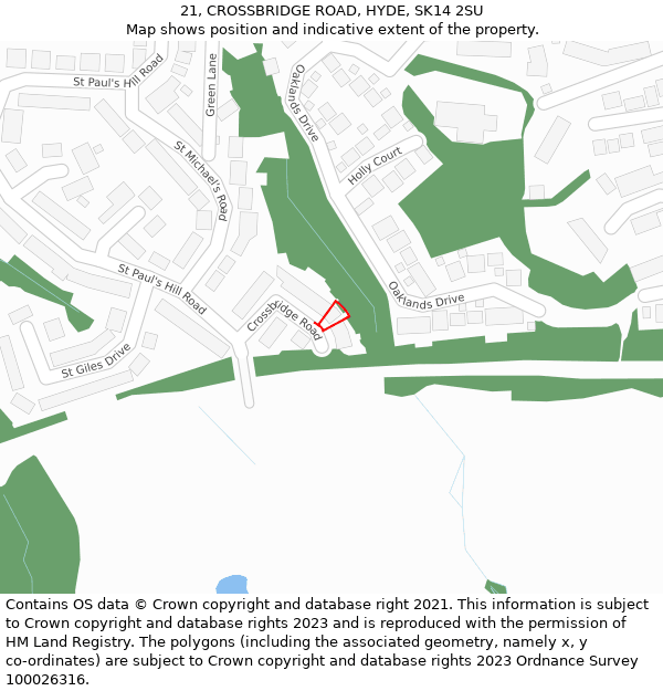 21, CROSSBRIDGE ROAD, HYDE, SK14 2SU: Location map and indicative extent of plot