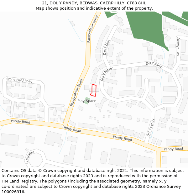 21, DOL Y PANDY, BEDWAS, CAERPHILLY, CF83 8HL: Location map and indicative extent of plot