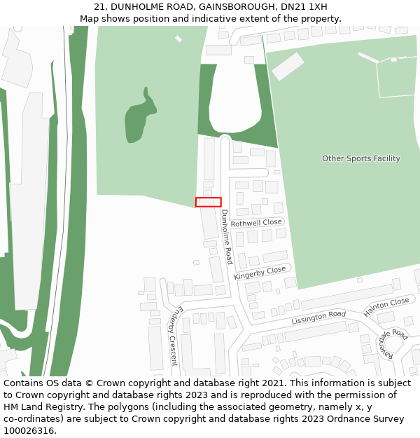 21, DUNHOLME ROAD, GAINSBOROUGH, DN21 1XH: Location map and indicative extent of plot