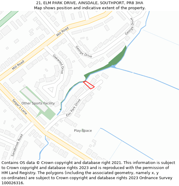 21, ELM PARK DRIVE, AINSDALE, SOUTHPORT, PR8 3HA: Location map and indicative extent of plot