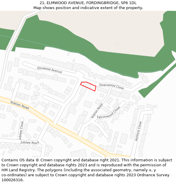 21, ELMWOOD AVENUE, FORDINGBRIDGE, SP6 1DL: Location map and indicative extent of plot