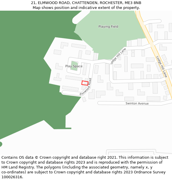 21, ELMWOOD ROAD, CHATTENDEN, ROCHESTER, ME3 8NB: Location map and indicative extent of plot