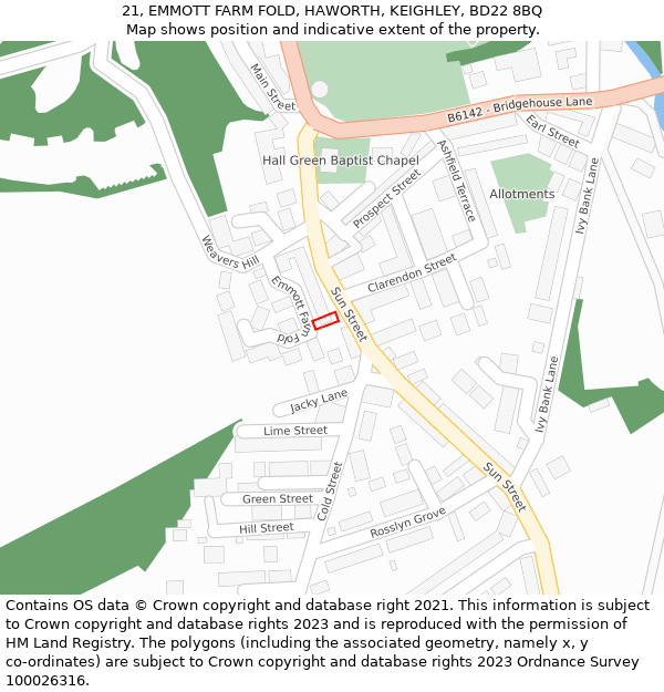 21, EMMOTT FARM FOLD, HAWORTH, KEIGHLEY, BD22 8BQ: Location map and indicative extent of plot