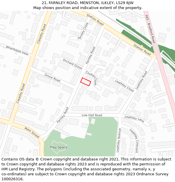 21, FARNLEY ROAD, MENSTON, ILKLEY, LS29 6JW: Location map and indicative extent of plot