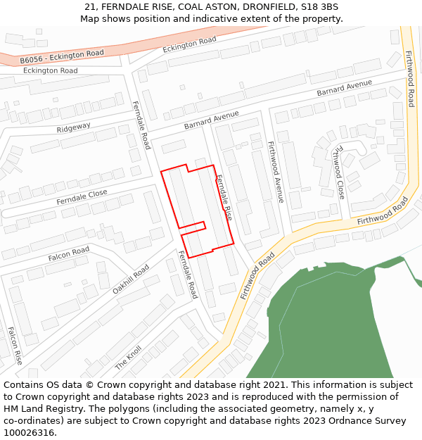 21, FERNDALE RISE, COAL ASTON, DRONFIELD, S18 3BS: Location map and indicative extent of plot