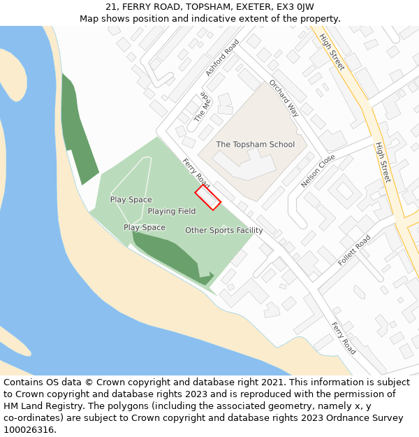 21, FERRY ROAD, TOPSHAM, EXETER, EX3 0JW: Location map and indicative extent of plot