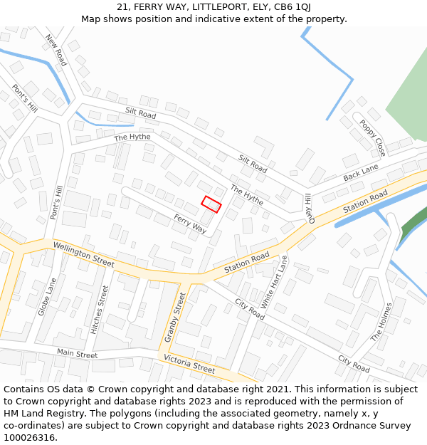 21, FERRY WAY, LITTLEPORT, ELY, CB6 1QJ: Location map and indicative extent of plot