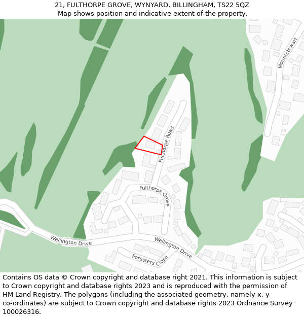 21, FULTHORPE GROVE, WYNYARD, BILLINGHAM, TS22 5QZ: Location map and indicative extent of plot