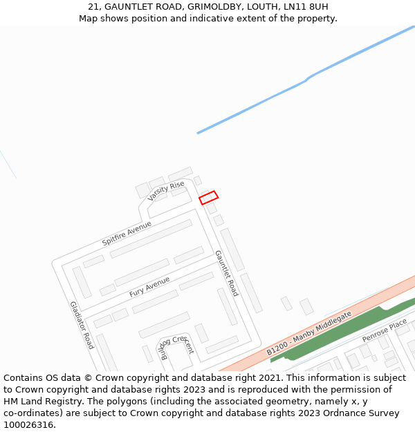 21, GAUNTLET ROAD, GRIMOLDBY, LOUTH, LN11 8UH: Location map and indicative extent of plot