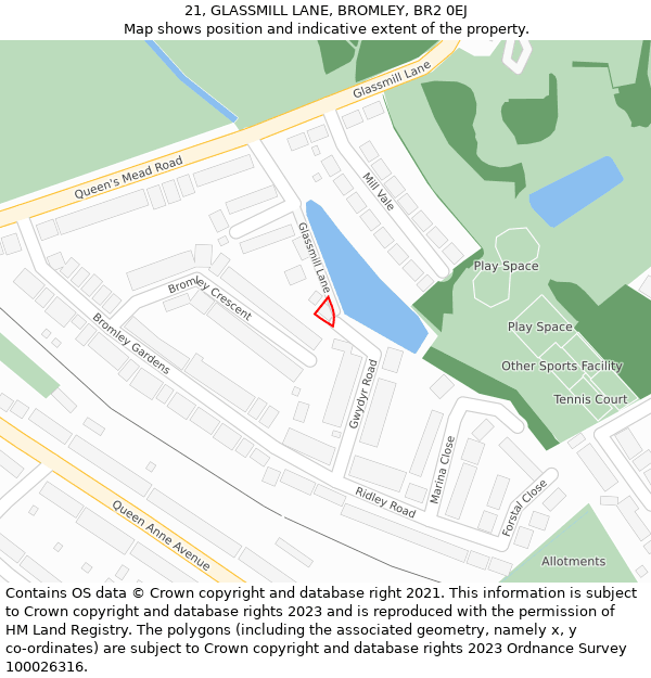 21, GLASSMILL LANE, BROMLEY, BR2 0EJ: Location map and indicative extent of plot