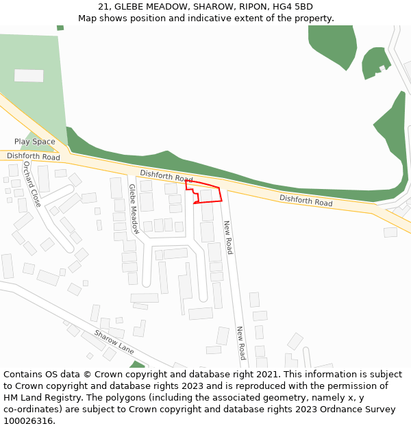 21, GLEBE MEADOW, SHAROW, RIPON, HG4 5BD: Location map and indicative extent of plot