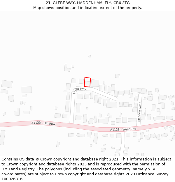 21, GLEBE WAY, HADDENHAM, ELY, CB6 3TG: Location map and indicative extent of plot