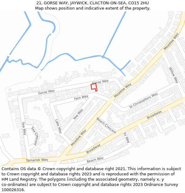 21, GORSE WAY, JAYWICK, CLACTON-ON-SEA, CO15 2HU: Location map and indicative extent of plot