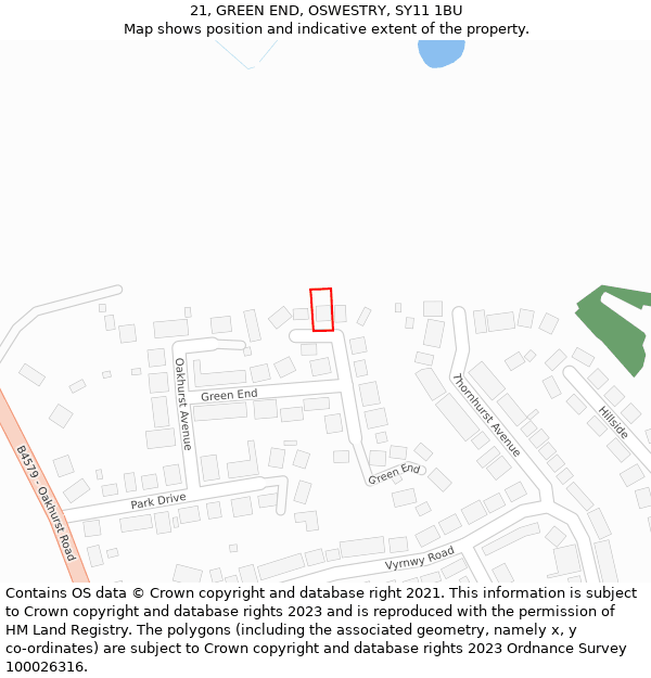 21, GREEN END, OSWESTRY, SY11 1BU: Location map and indicative extent of plot