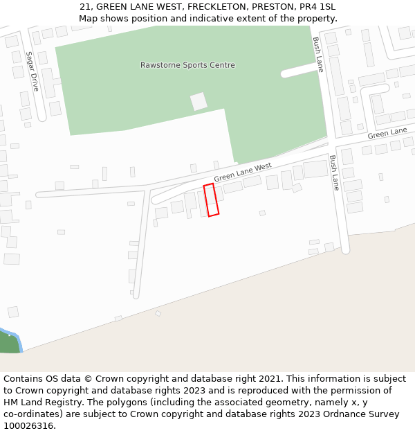 21, GREEN LANE WEST, FRECKLETON, PRESTON, PR4 1SL: Location map and indicative extent of plot