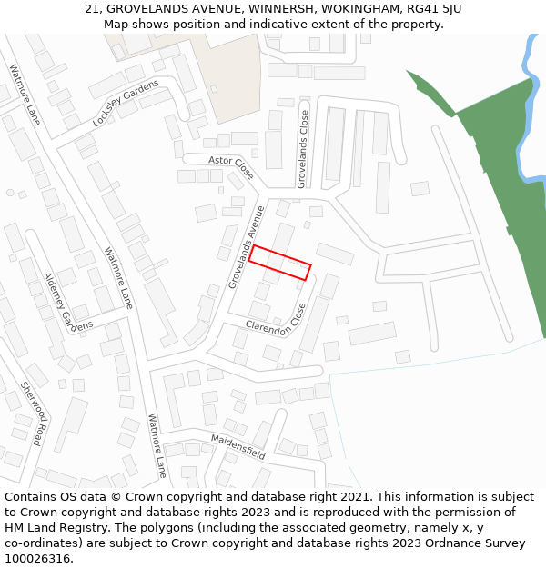 21, GROVELANDS AVENUE, WINNERSH, WOKINGHAM, RG41 5JU: Location map and indicative extent of plot