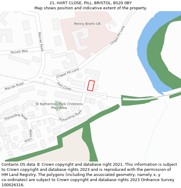 21, HART CLOSE, PILL, BRISTOL, BS20 0BY: Location map and indicative extent of plot