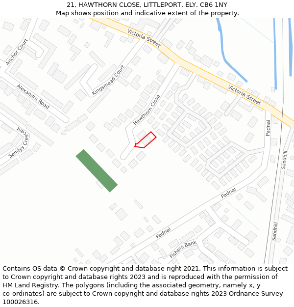 21, HAWTHORN CLOSE, LITTLEPORT, ELY, CB6 1NY: Location map and indicative extent of plot