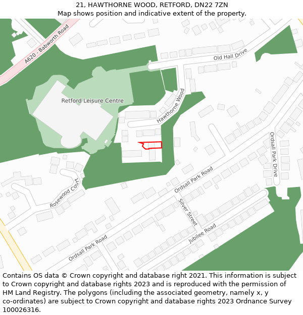 21, HAWTHORNE WOOD, RETFORD, DN22 7ZN: Location map and indicative extent of plot